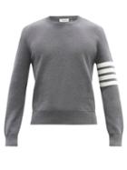 Mens Rtw Thom Browne - Four-bar Intarsia Cotton Sweater - Mens - Grey