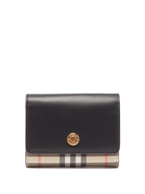 Burberry - Lancaster Checked Leather-trim Wallet - Womens - Beige Multi