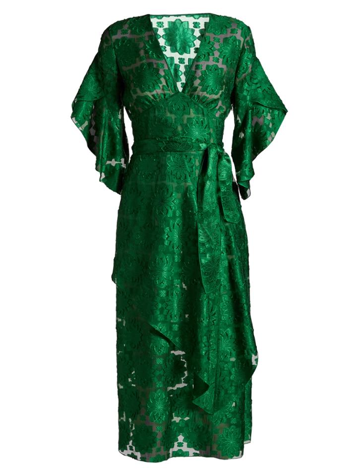 Fendi V-neck Floral Fil-coup Dress