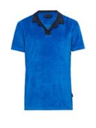 Matchesfashion.com Orlebar Brown - Contrast Collar Cotton Terry Polo Shirt - Mens - Blue
