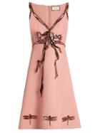 Gucci Trompe-l'ail Sequin-bow Sleeveless Cady Dress