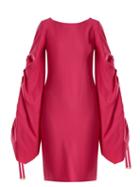 Matchesfashion.com Osman - Talitha Gathered Sleeve Crepe Dress - Womens - Fuchsia