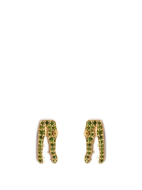 Matchesfashion.com Marc Alary - Diamond & Yellow Gold Earrings - Womens - Green