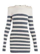 Matchesfashion.com Balmain - Sequinned Striped Knit Mini Dress - Womens - Blue White