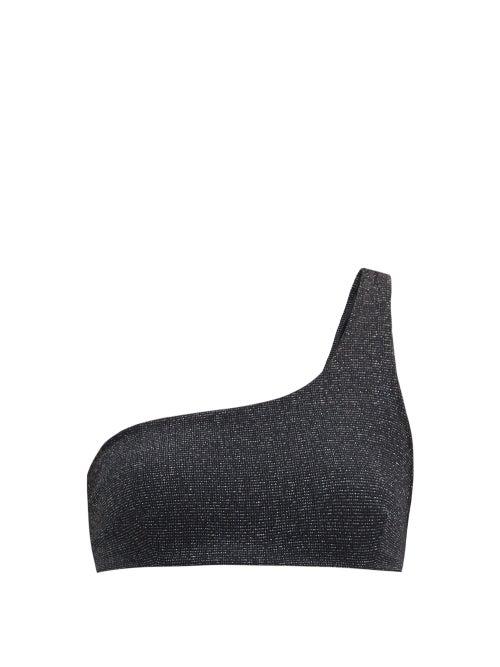 Matchesfashion.com Sara Cristina - One-shoulder Metallic-jersey Bikini Top - Womens - Black