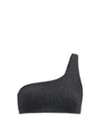 Matchesfashion.com Sara Cristina - One-shoulder Metallic-jersey Bikini Top - Womens - Black