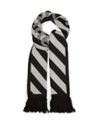 Matchesfashion.com Off-white - Logo Intarsia Striped Scarf - Mens - Black White