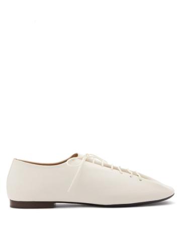 Ladies Shoes Lemaire - Square-toe Leather Derby Shoes - Womens - White