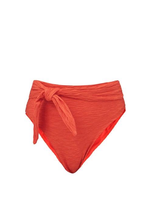 Mara Hoffman - Goldie High-rise Tie-waist Bikini Briefs - Womens - Red