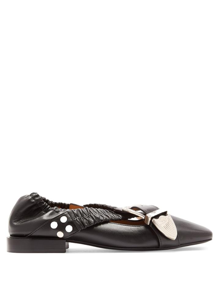 Toga Buckled Crossover-strap Leather Flats