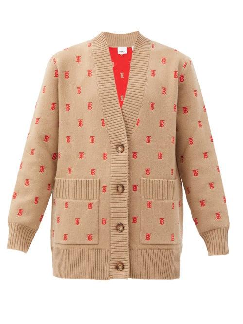 Matchesfashion.com Burberry - Palena Tb-jacquard Cardigan - Womens - Beige
