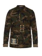 Valentino Bead-embellished Camouflage-print Cotton Jacket