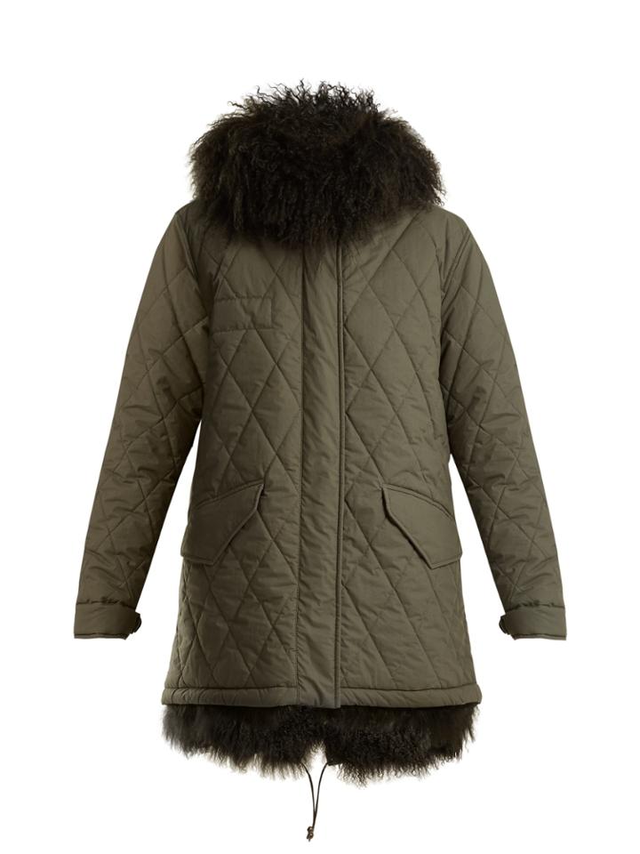 Mr & Mrs Italy Mongolian-fur Lined Hooded Cotton-blend Coat