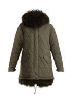 Mr & Mrs Italy Mongolian-fur Lined Hooded Cotton-blend Coat