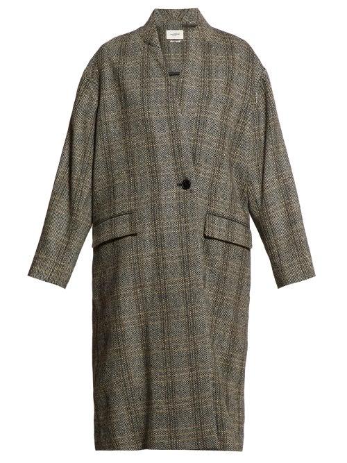 Matchesfashion.com Isabel Marant Toile - Henlo Checked Wool Overcoat - Womens - Grey