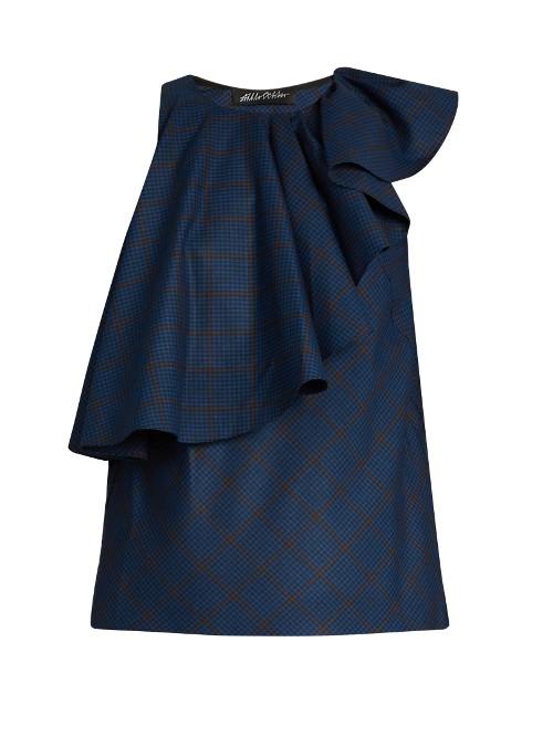 Anna October Sleeveless Ruffled Checked Top