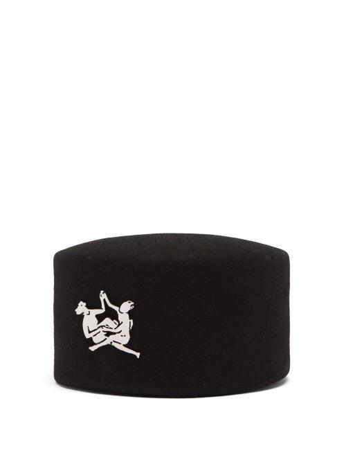 Thebe Magugu - Fez Sisterhood Emblem-embossed Wool Hat - Womens - Black