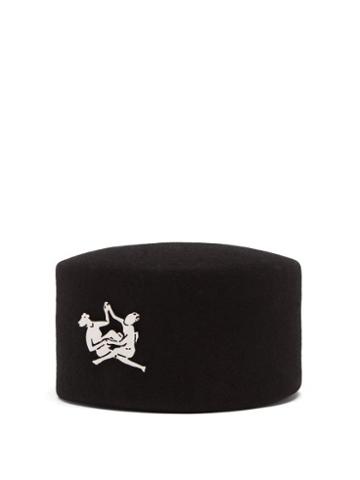 Thebe Magugu - Fez Sisterhood Emblem-embossed Wool Hat - Womens - Black