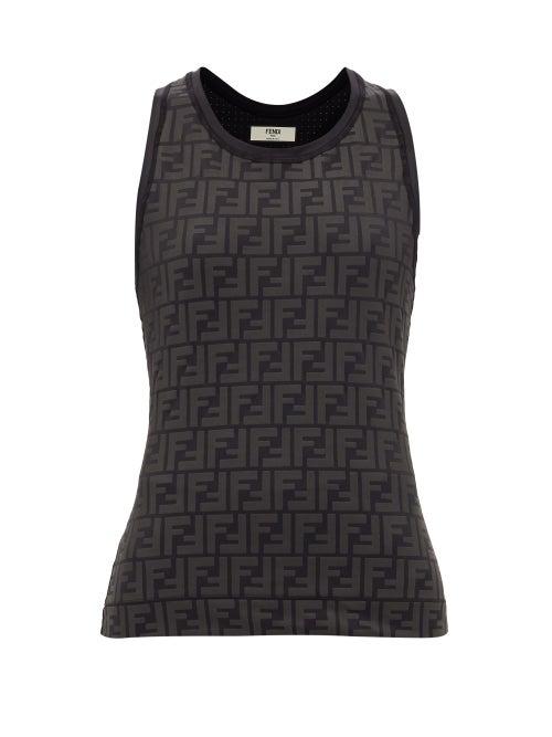 Matchesfashion.com Fendi - Ff Logo-print Stretch-jersey Tank Top - Womens - Black