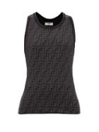 Matchesfashion.com Fendi - Ff Logo-print Stretch-jersey Tank Top - Womens - Black