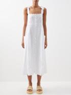 Juliet Dunn - Tie-shoulder Cotton-poplin Midi Dress - Womens - White