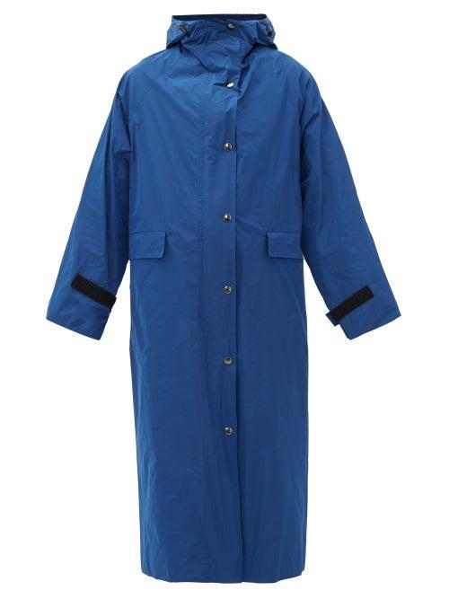 Matchesfashion.com Kassl Editions - Hooded Taffeta Trench Coat - Womens - Blue
