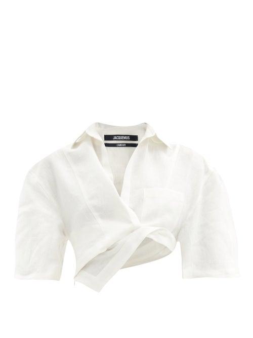 Matchesfashion.com Jacquemus - Capri Asymmetric Cotton-blend Cropped Top - Womens - Beige