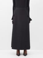 Valentino - Crepe Couture Bow-appliqu Wool-blend Skirt - Womens - Black