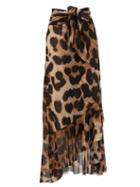 Matchesfashion.com Ganni - Leopard-print Wrap Mesh Skirt - Womens - Leopard
