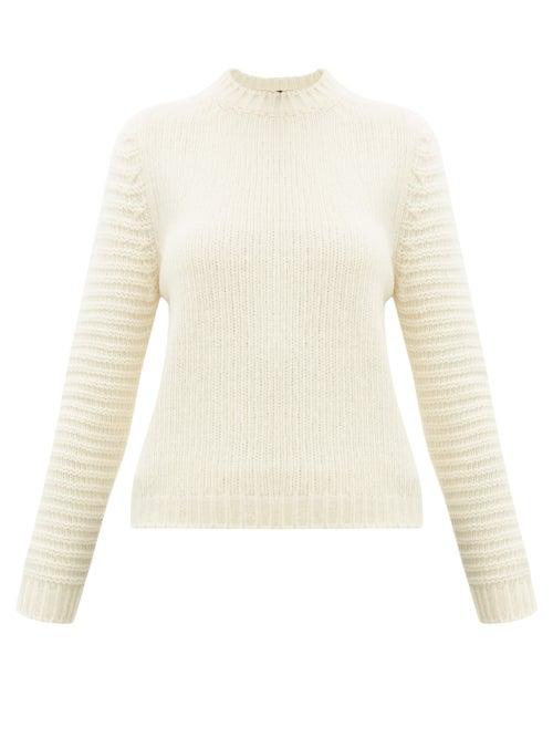 Matchesfashion.com Sara Lanzi - Ribbed Knit Merino Blend Sweater - Womens - Ivory