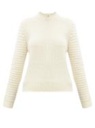 Matchesfashion.com Sara Lanzi - Ribbed Knit Merino Blend Sweater - Womens - Ivory