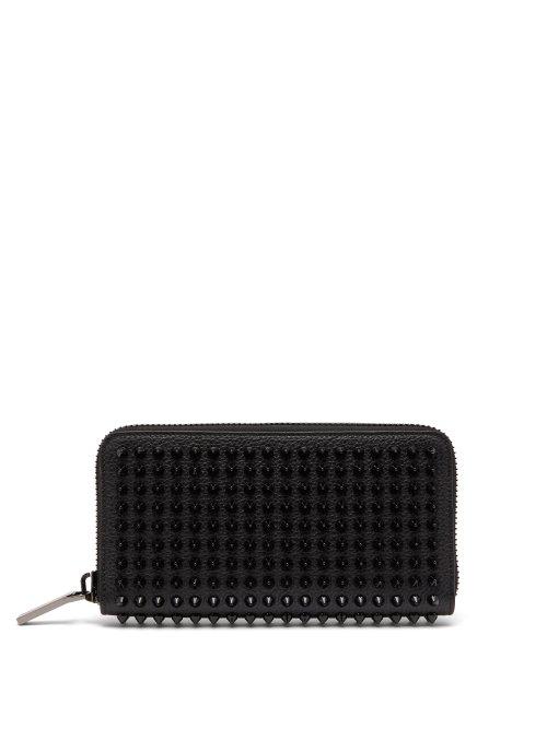 Matchesfashion.com Christian Louboutin - Zip Around Spike Stud Leather Wallet - Mens - Black