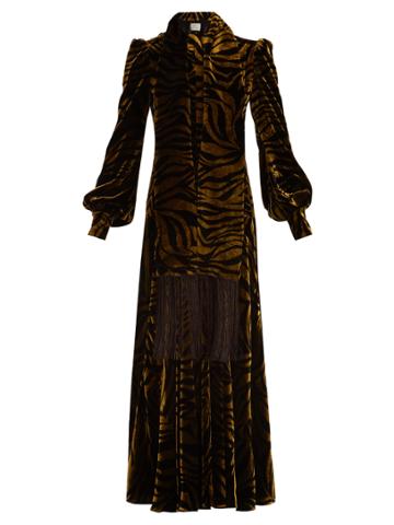Hillier Bartley Plimpton Zebra-print Panelled Velvet Dress