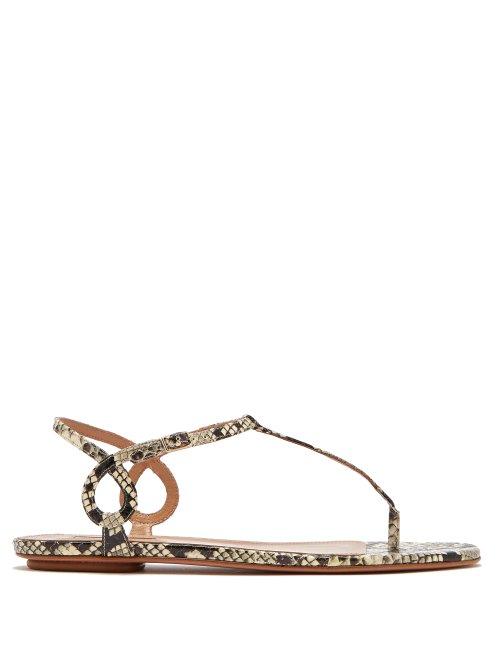 Matchesfashion.com Aquazzura - Almost Bare Python Effect Leather Sandals - Womens - Python