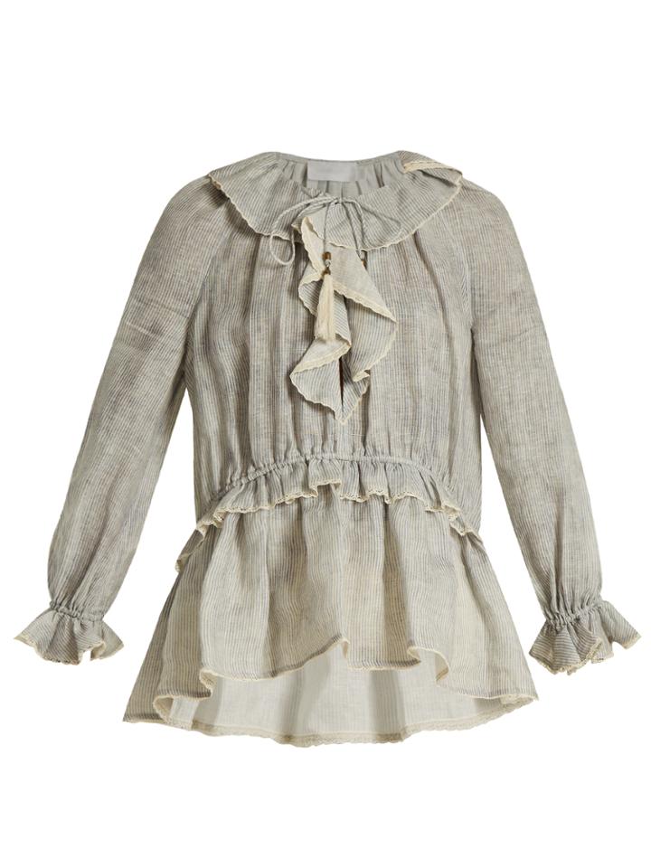 Zimmermann Tulsi Ash Striped Linen Blouse