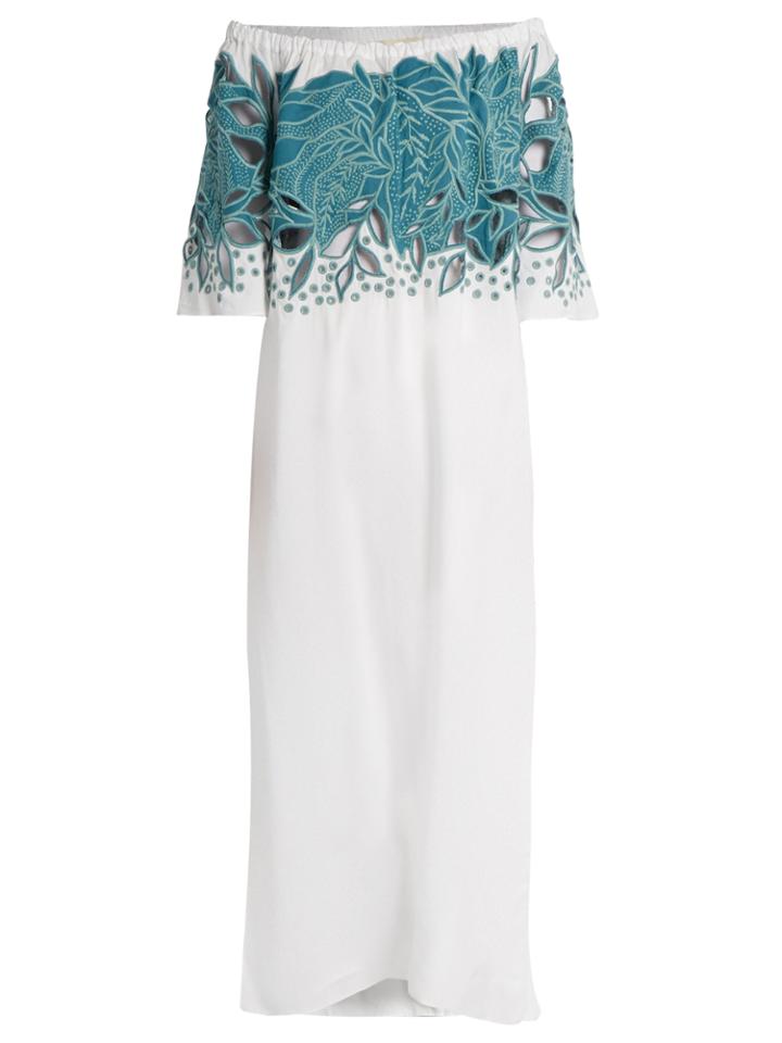 Mara Hoffman Leaf-embroidered Off-the-shoulder Dress