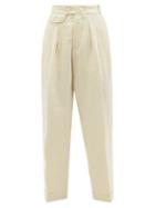 Zanini - Pleated Linen-blend Twill Suit Trousers - Womens - White