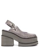 Matchesfashion.com Ganni - Crocodile Effect Leather Platform Shoes - Womens - Grey