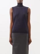 Maison Margiela - Four Stitches Roll-neck Wool Sweater Vest - Womens - Navy