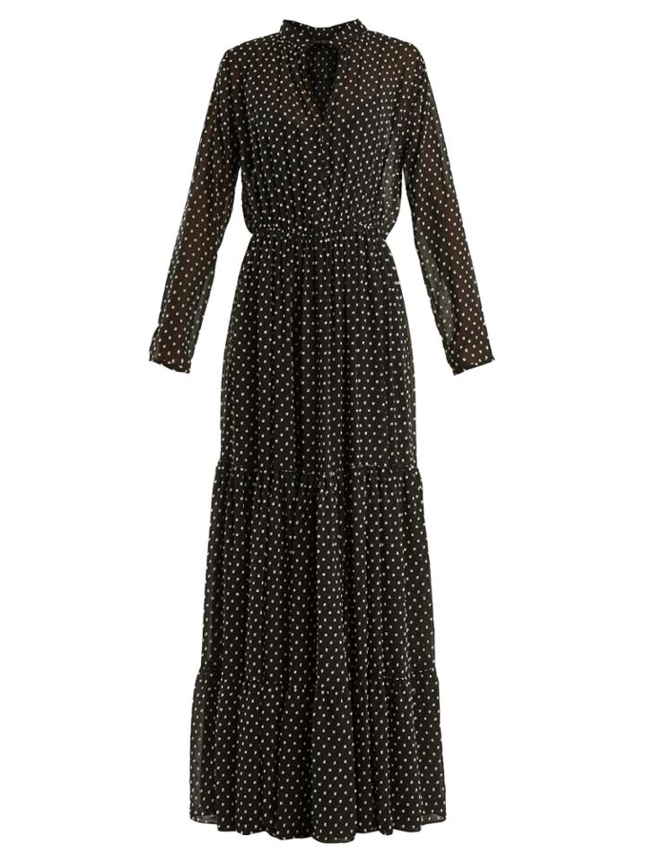 Saloni Alexia Dobby-dot Chiffon Dress