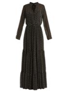 Saloni Alexia Dobby-dot Chiffon Dress