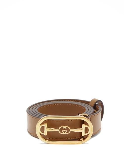 Matchesfashion.com Gucci - Horsebit Leather Belt - Womens - Beige