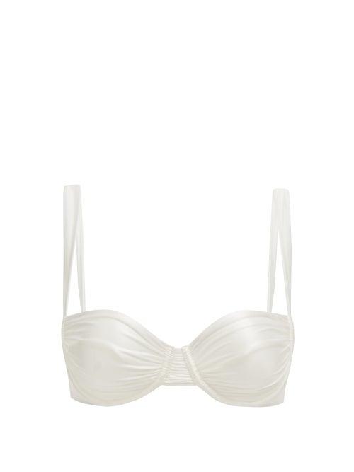 Matchesfashion.com Isa Boulder - Brie Ruched Underwired Bikini Top - Womens - Ivory