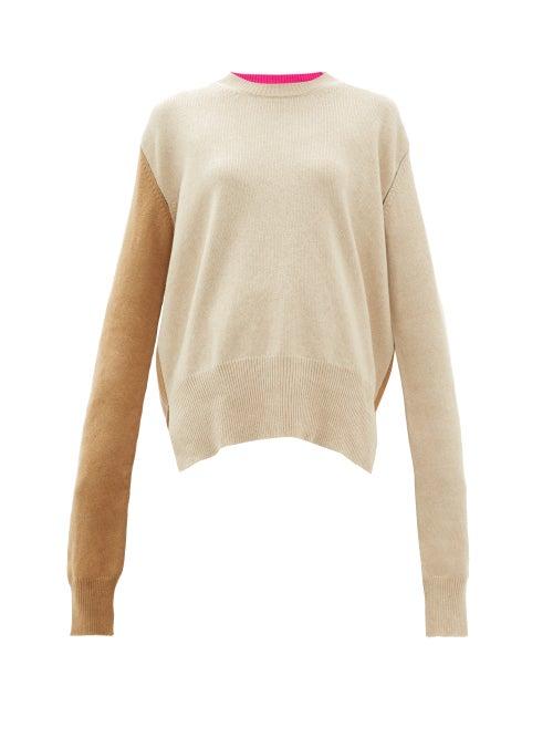 Matchesfashion.com La Fetiche - Louis Two Tone Wool Sweater - Womens - Camel