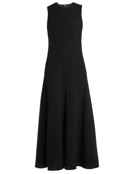 Matchesfashion.com Raey - Pocket Front Crepe Midi Dress - Womens - Navy