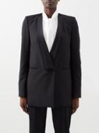 Another Tomorrow - Double-breasted Wool Tuxedo Jacket - Womens - Black