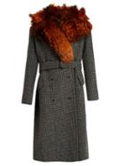 Hillier Bartley Detachable Fur-collar Checked Coat