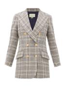 Matchesfashion.com Gucci - Checked Wool-blend Double-breasted Blazer - Womens - Blue White