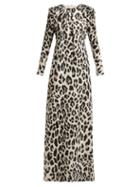 Matchesfashion.com Carolina Herrera - Leopard Print Lurex Chiffon Gown - Womens - Animal