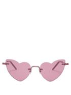 Matchesfashion.com Saint Laurent - Loulou Heart Shaped Acetate Sunglasses - Womens - Pink